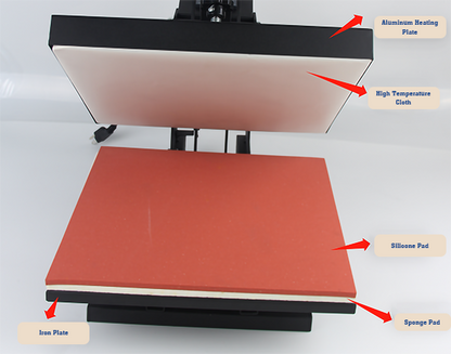 Heat Press, 15x15 inch with built-in Teflon Sheet (Clamshell Style)